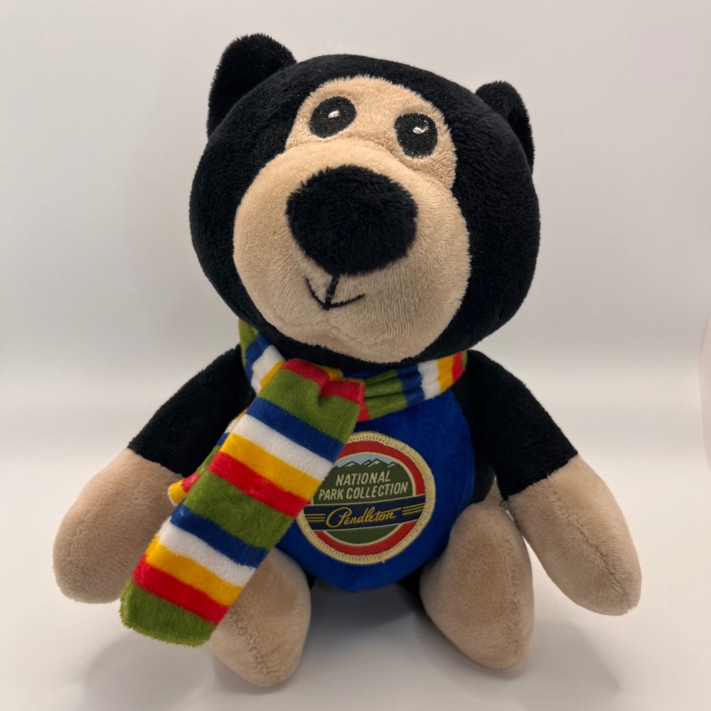 Pendleton National Park Collection Plush Black Bear Striped Scarf 10" Pal Stuffy